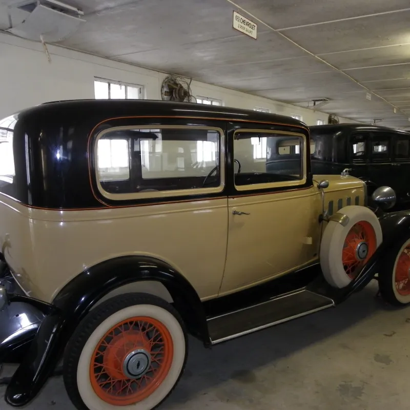a car parked in a room