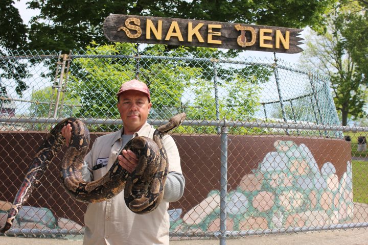 man holding a snake