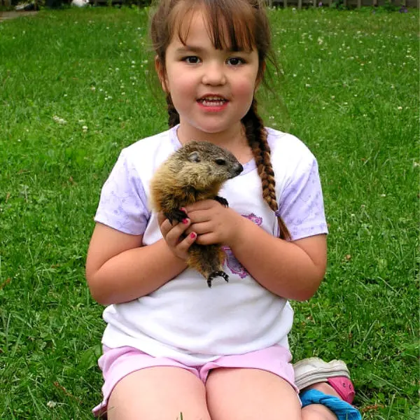 a little girl that is sitting in the grass